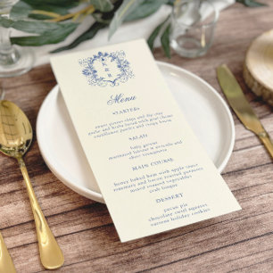 Convite Menu Janto de Casamento Floral de Vintage em Franç
