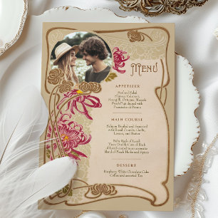 Convite Menu Janto de Casamento Foto Art Nouveau