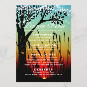 Convite Menu Janto de Casamento Rustic Tree Lights Sunset