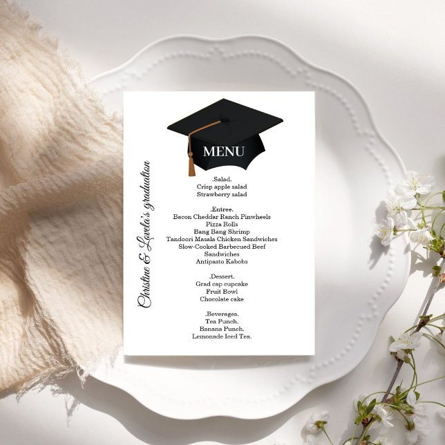 Convite Menu janto de Festa de formatura preto e branco ca (Criador carregado)