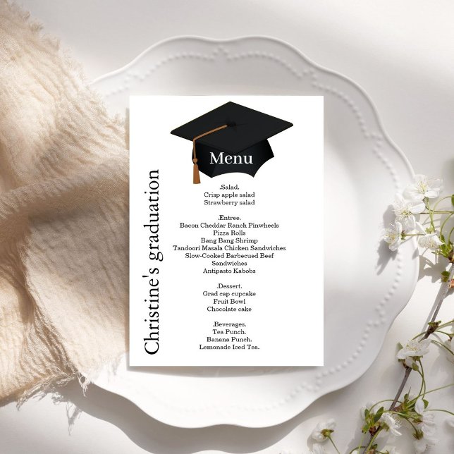Convite Menu janto de Festa de formatura preto e branco ca (Criador carregado)