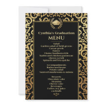 Menu Janto de Graduação de Quadro Ouro Elegante