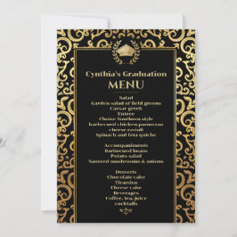 Convite Menu Janto de Graduação de Quadro Ouro Elegante