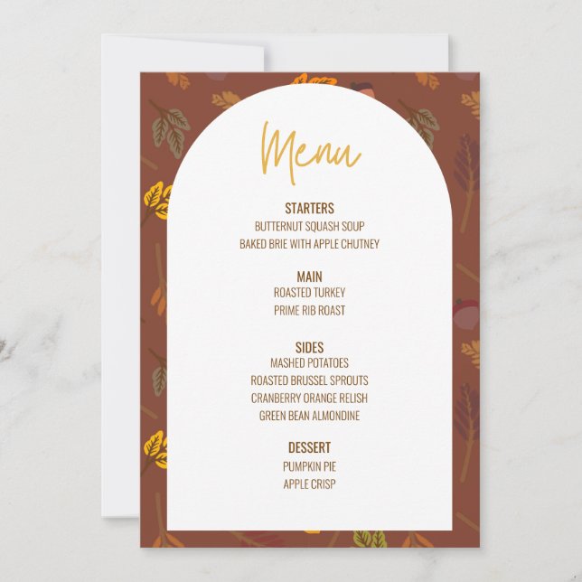 Convite Menu Janto Floral de Ação de Graças Menu Casamento (Frente)
