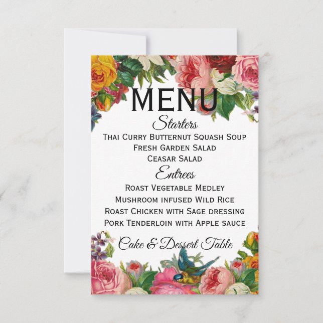 Convite Menu Jardim Antigo (totalmente personalizável) (Frente)