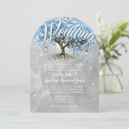 Convite Menu Mason Jar Blue Heart Leaf Tree Watercolor