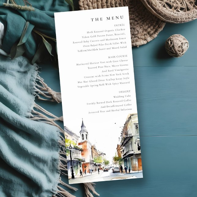 Convite Menu New Orleans Louisiana Watercolor Wedding (Criador carregado)