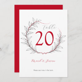 Convite Menu & Número da Tabela de Casamento Moderno (Verm