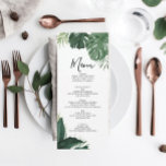 Convite Menu ou Chá de panela de Casamento Monstera Tropic<br><div class="desc">Mostre seu menu delicioso nestas cartas adoráveis - tamanho perfeito para colocar em cada prato! Esta design apresenta uma bela fonte de escrita e uma bela paisagem tropical. Edite facilmente os itens de comida!</div>