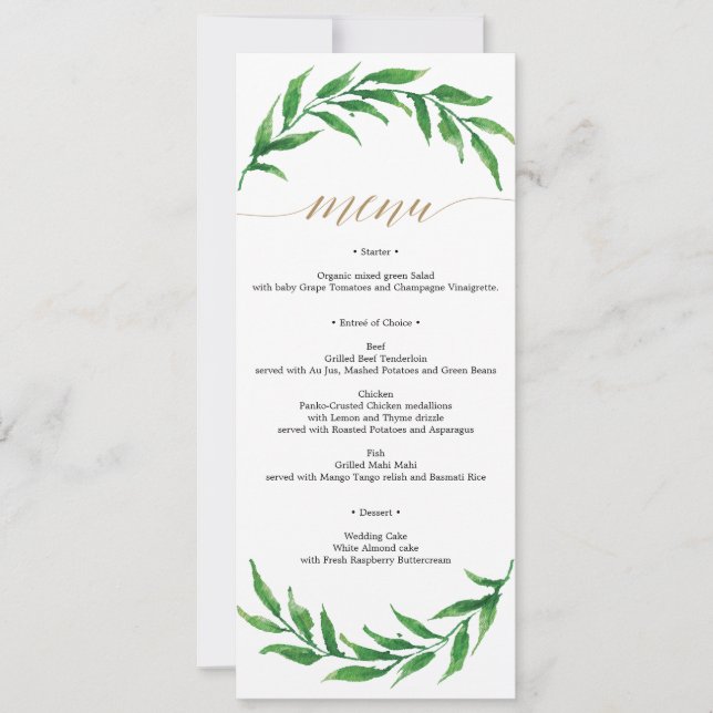 Convite Menu ou Chá de panela Greenery Wedding (Frente)