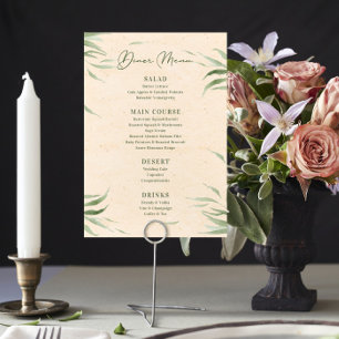 Convite Menu Papel de Artesanato sobre Folhagem Verde Dust