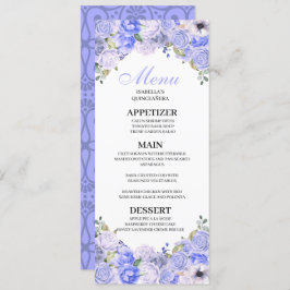 Convite Menu Periwinkle Blue Floral Quinceanera