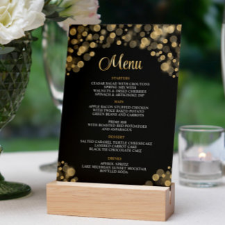 Convite Menu Preto e Dourado Elegante