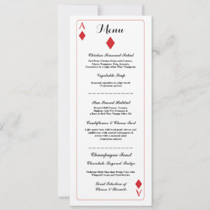Convite Menu Recepção de Casamento Cartas de Baralho Ás de