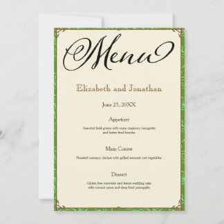 Convite Menu Recepção de Casamento de Campo Verde Aqua Bro