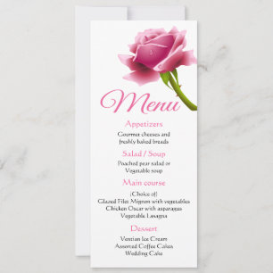 Convite Menu Rosa Flor Rosa Casamento / Festa