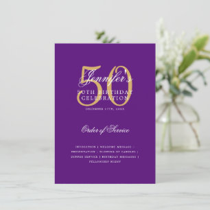 Convite Menu Roxo Dourado do Programa de Aniversário do El