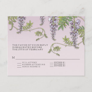 Convite Menu RSVP w Art Nouveau Vintage Wisteria Floral
