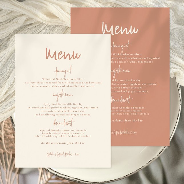 Convite Menu Rustic Dual Tone Reversible Wedch (View of both sides. Reversible perfect to mx and match to show either side. Printable or Printed)