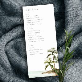 Convite Menu Rustic Tropical Palm Trees Beach Sand Wedding