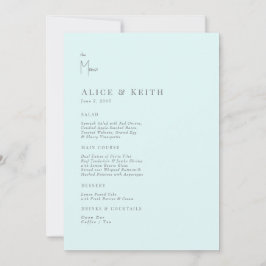 Convite Menu Seafoam Modern Wedn