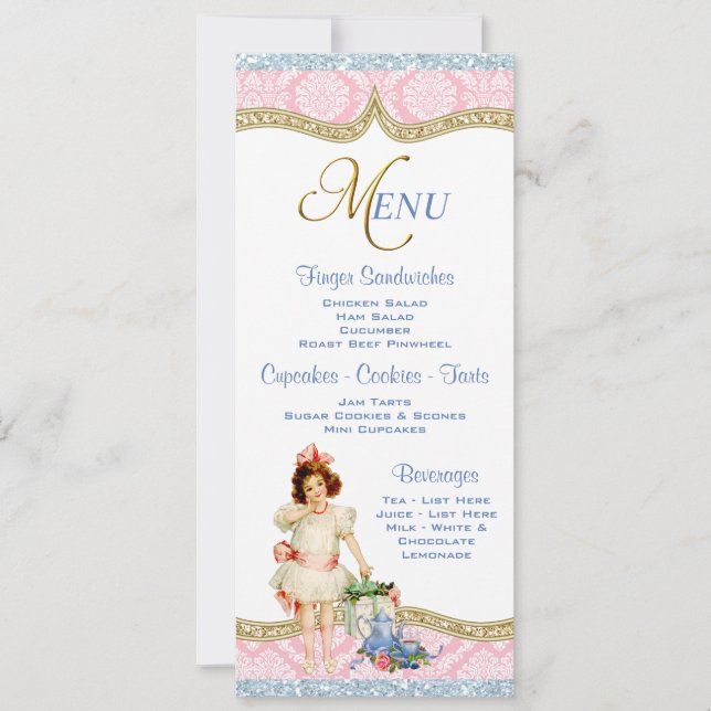 Convite Menu Tea Party (Frente)
