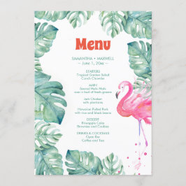 Convite Menu tropical do flamingo da aguarela