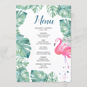 Convite Menu tropical do flamingo da aguarela