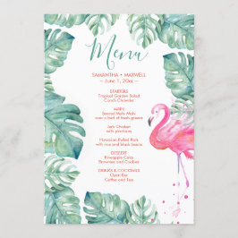Convite Menu Tropical Watercolor Flamingo