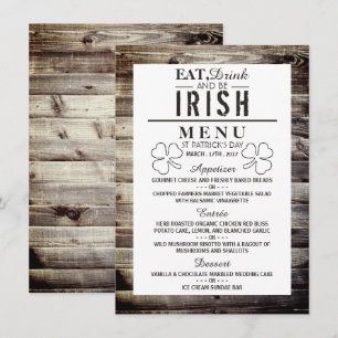 Convite Menu Vintage Irish Wood Dia de São Patrício