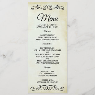 Convite Menu Vintage Old Fashiked Western Theme Wedding
