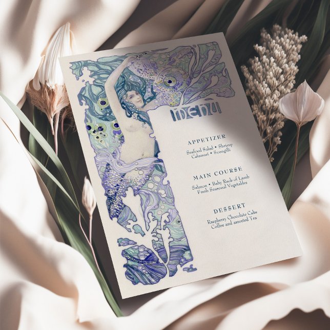 Convite Menu Vintage Smermaid Art Nouveau (Criador carregado)