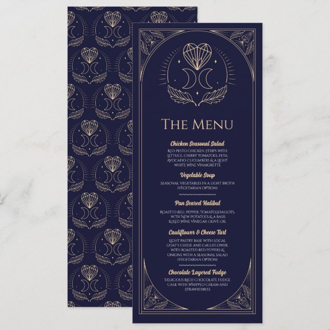 Convite Menu Wedding Tarot Moon Heart Reception Party (Frente/Verso)