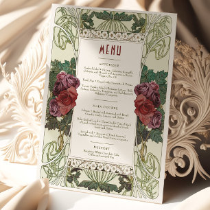 Convite Menu Wedding Vintage Art Nouveau por Janto Mucha