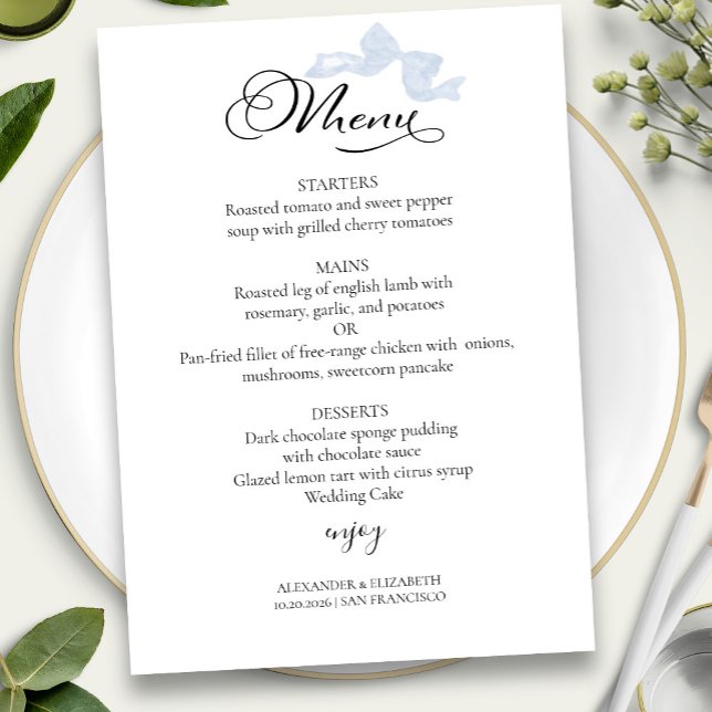 Convite Menus de Casamento de Aquarela | Caligrafia Arco a (Criador carregado)