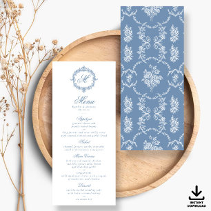 Convite Menus de Casamento Elegantes com Monograma em Toil
