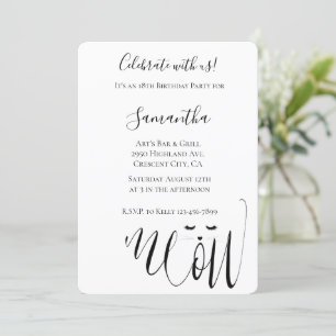 Convite Meow Cat Birthday