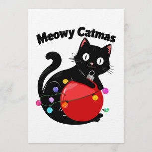 Convite Meowy Catmas - Gato com enfeite de Natal