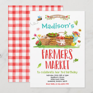 Convite Mercado de Agricultores Aniversário Menina Fazenda