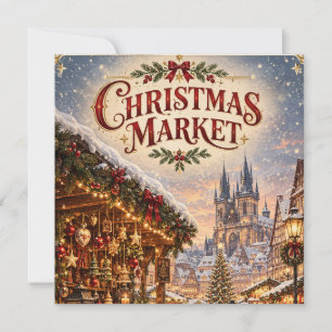 Convite Mercado de Natal Vintage, férias de viagem europei