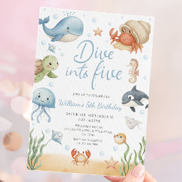 Convite Mergulhe em Cinco Animais do Oceano 5º Aniversário