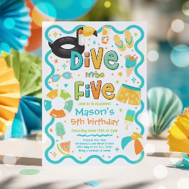 Convite Mergulhe em Cinco Aniversário de 5 anos de Festa d