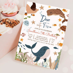 Convite Mergulhe em Cinco Debaixo do Mar Festa de Aniversá