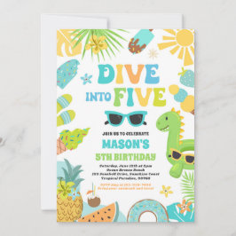 Convite Mergulhe Em Cinco Festas de aniversário Tropicais 