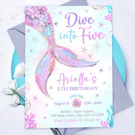 Convite Mergulhe em Cinco Sereia Roxo Turquesa 5ª Sereia B
