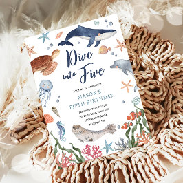 Convite Mergulhe em cinco sob o 5 marítimo, à beira-mar