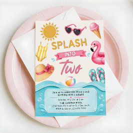 Convite Mergulhe em Dois Aniversários de Festa de Piscina