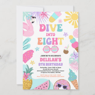 Convite Mergulhe Em Oito Festas de aniversário Tropicais D
