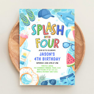 Convite Mergulhe na Festa de Aniversário de 4 Anos no Pool