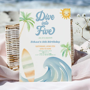 Convite Mergulhe no Cinco Festa de Aniversário de 5 anos P